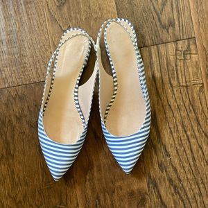 Jcrew blue and white sling back flats